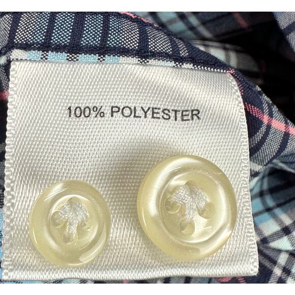 Peter Millar Crown Crafted Men’s Size L Blue Plaid Performance Button Down Shirt - Picture 5 of 5